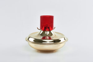 Lucerna in ottone dorato con vetro rosso Art. C.411