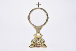 Espositore barocco in ottone dorato per Ostia 15 cm Art. C.340